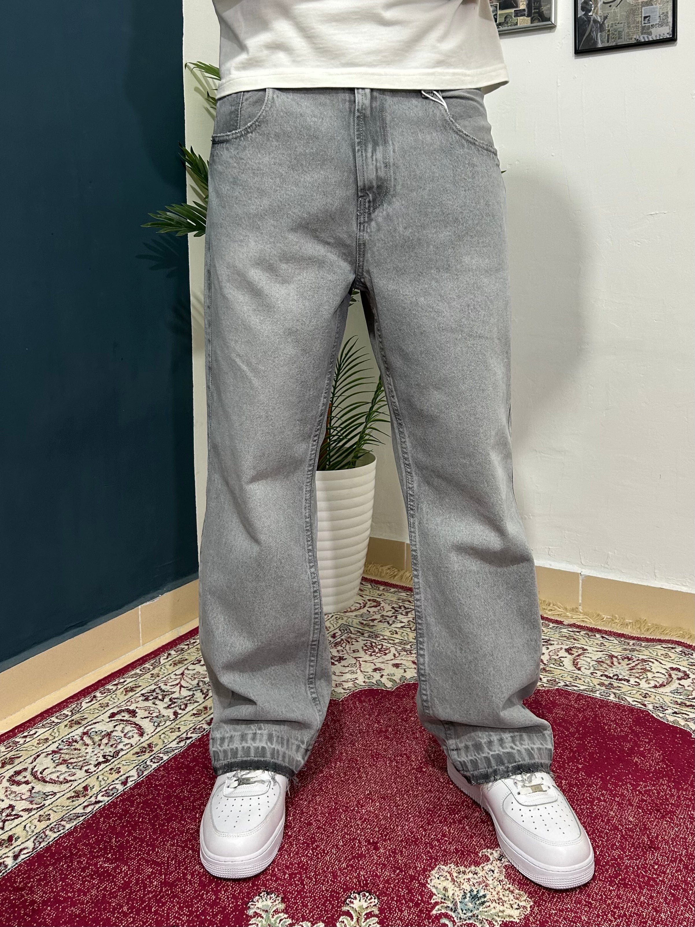Grey flared jeans