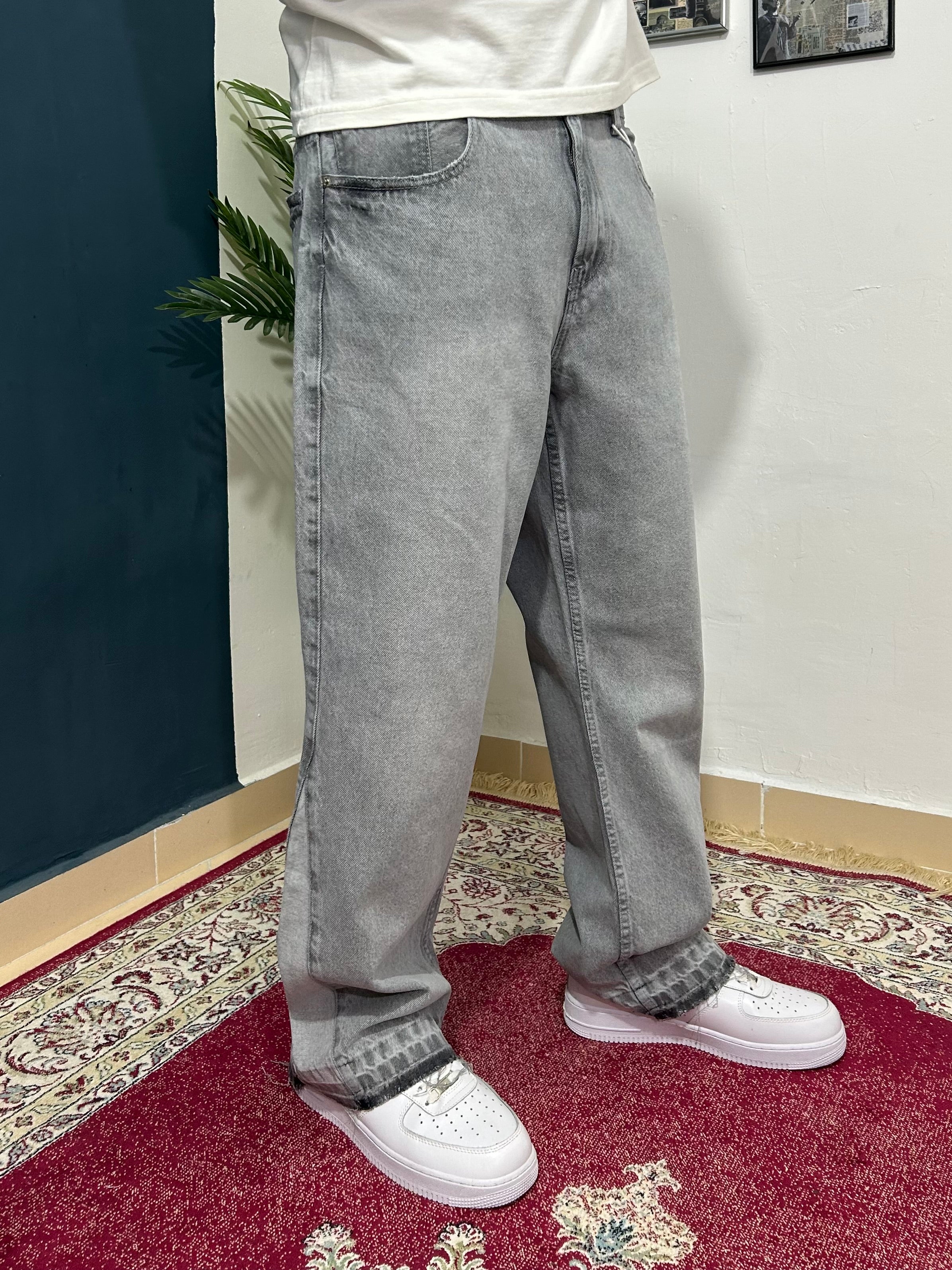 Grey flared jeans