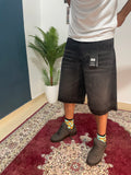 black fleard shorts