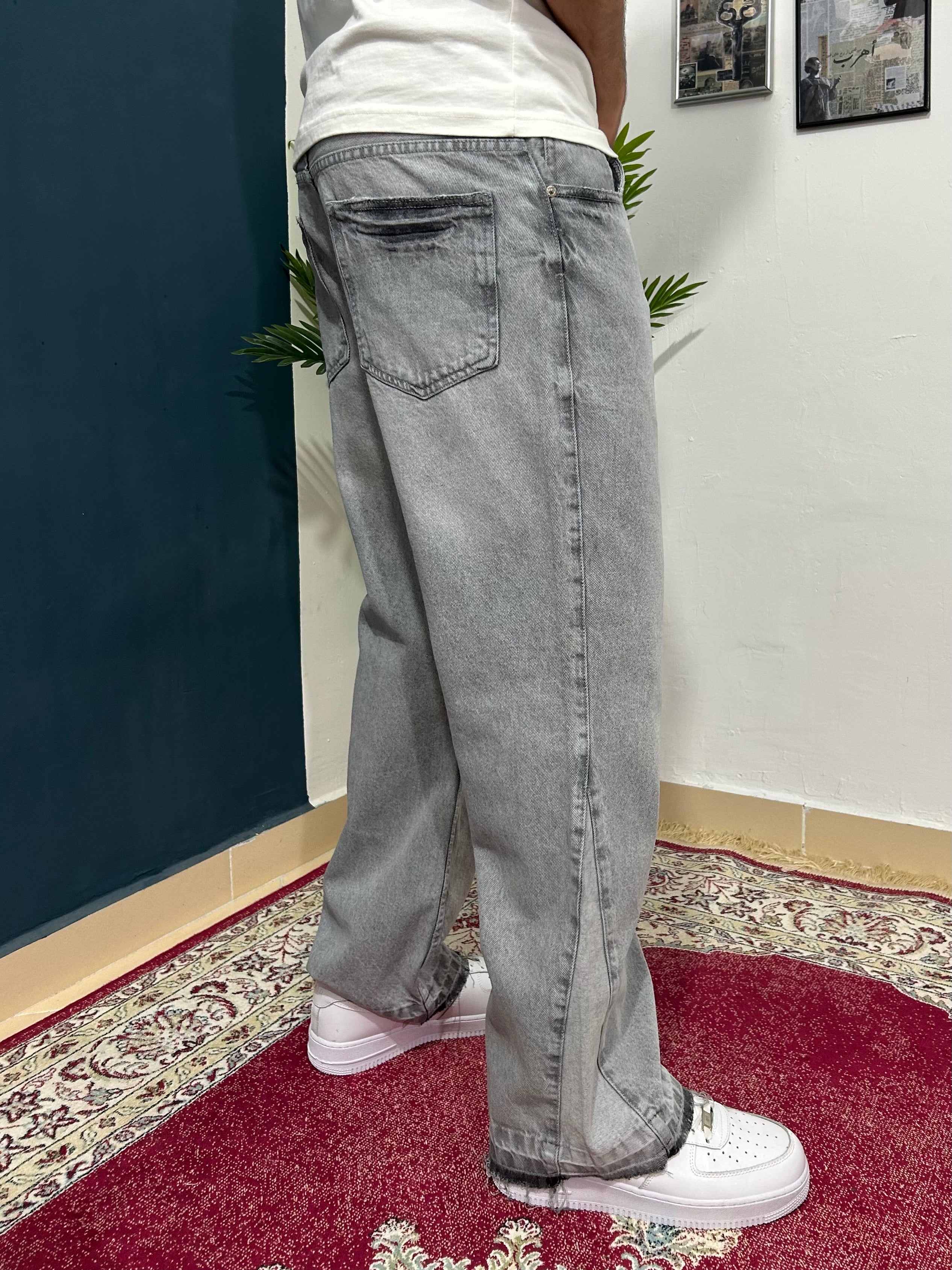 Grey flared jeans