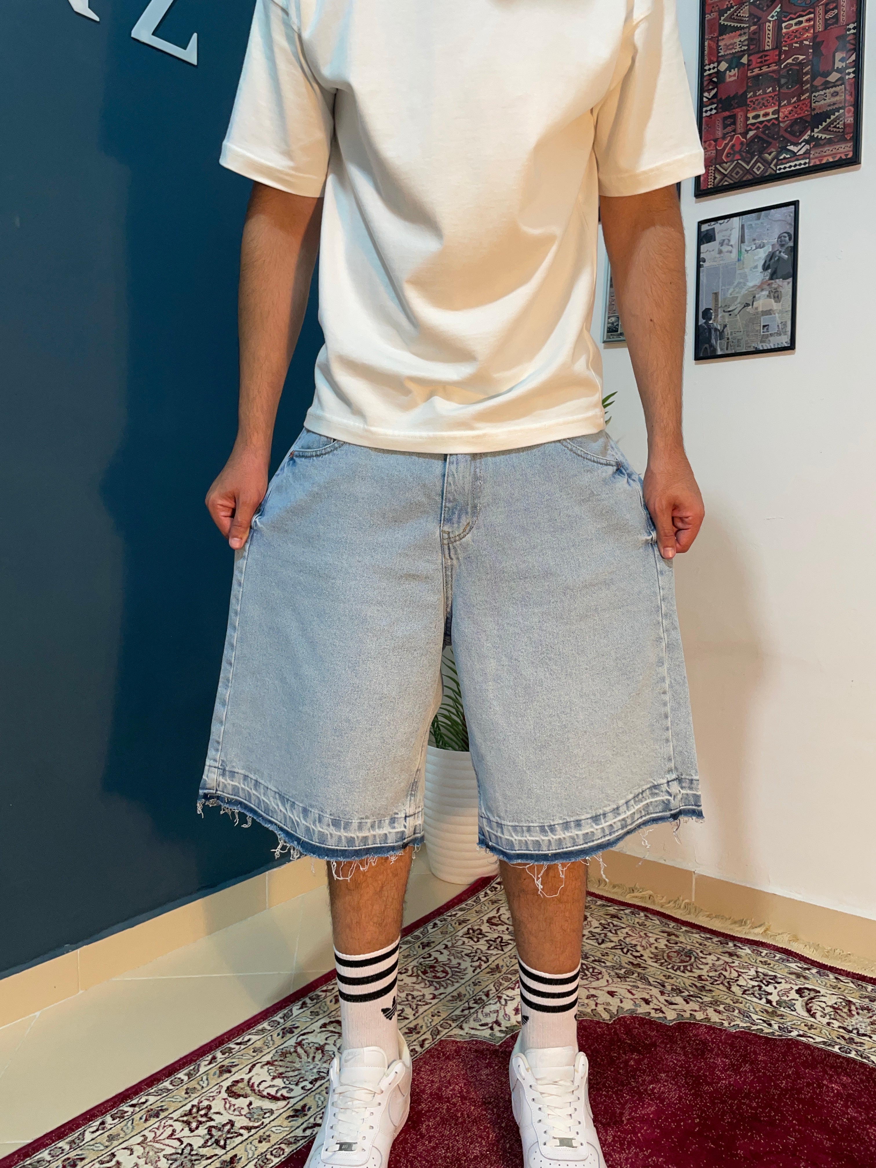light bleu fleard shorts
