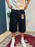 raw denim baggy shorts