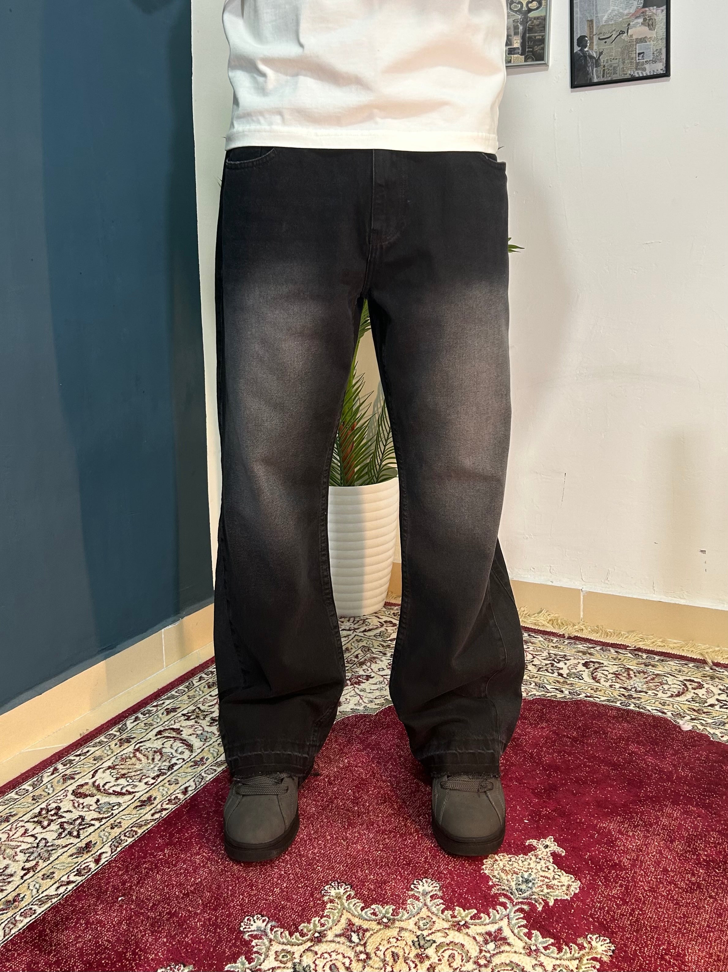black fleard jeans
