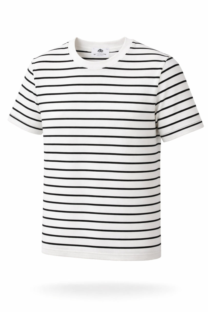 White t-shirt with black streps