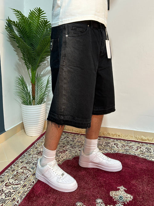 black baggy jeans shorts