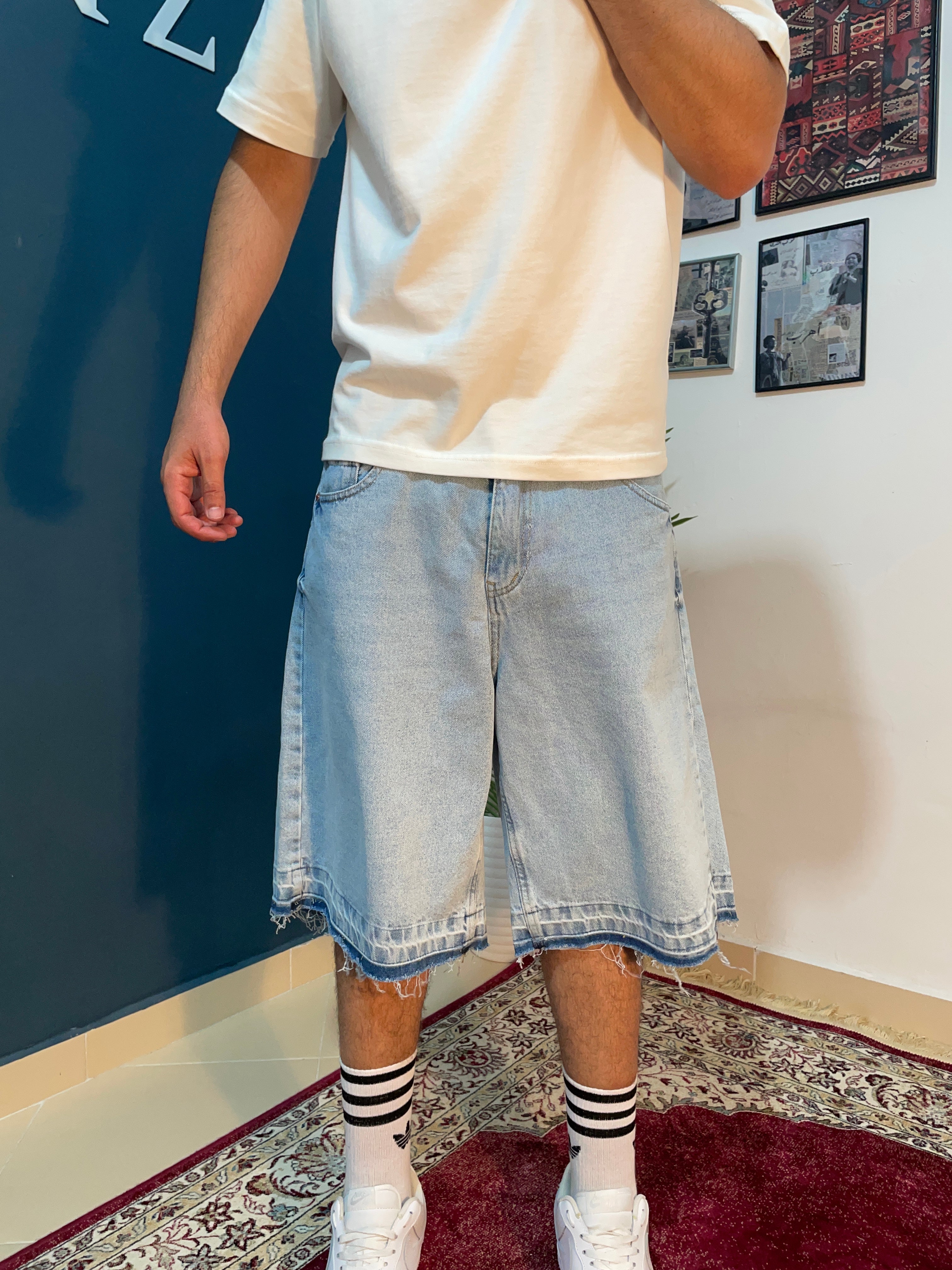 light bleu fleard shorts