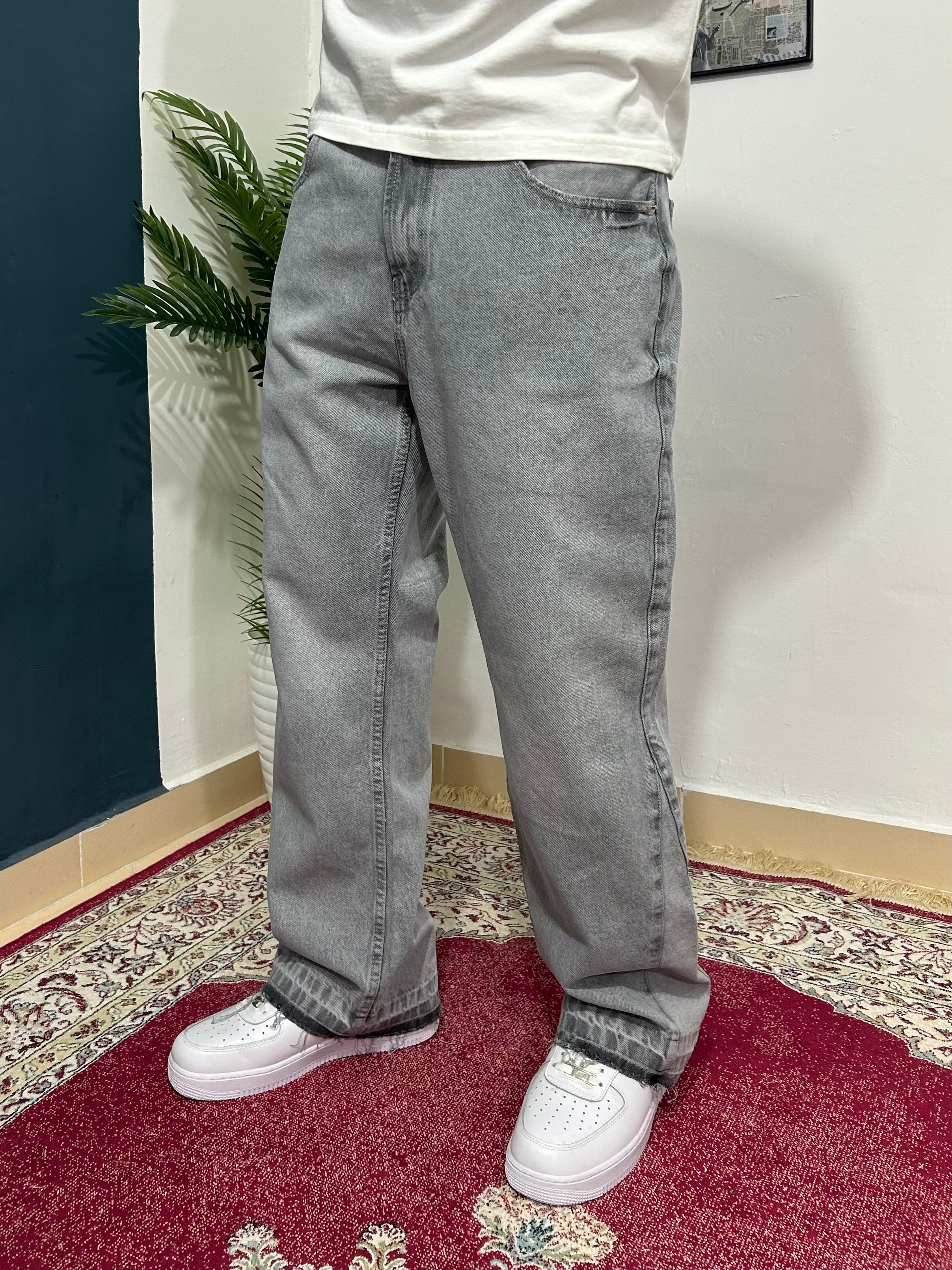 Grey flared jeans