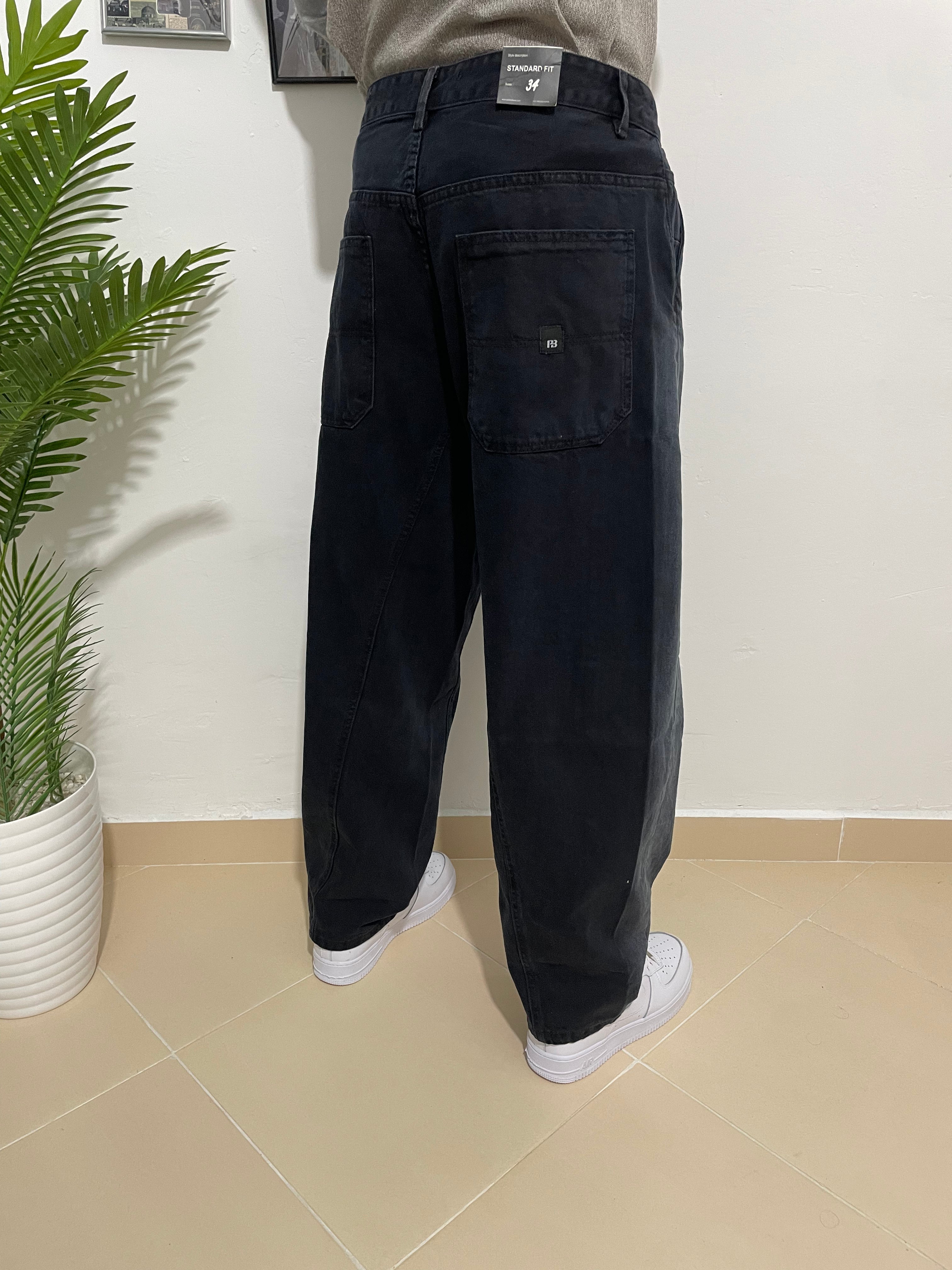 side wash black ballon jeans