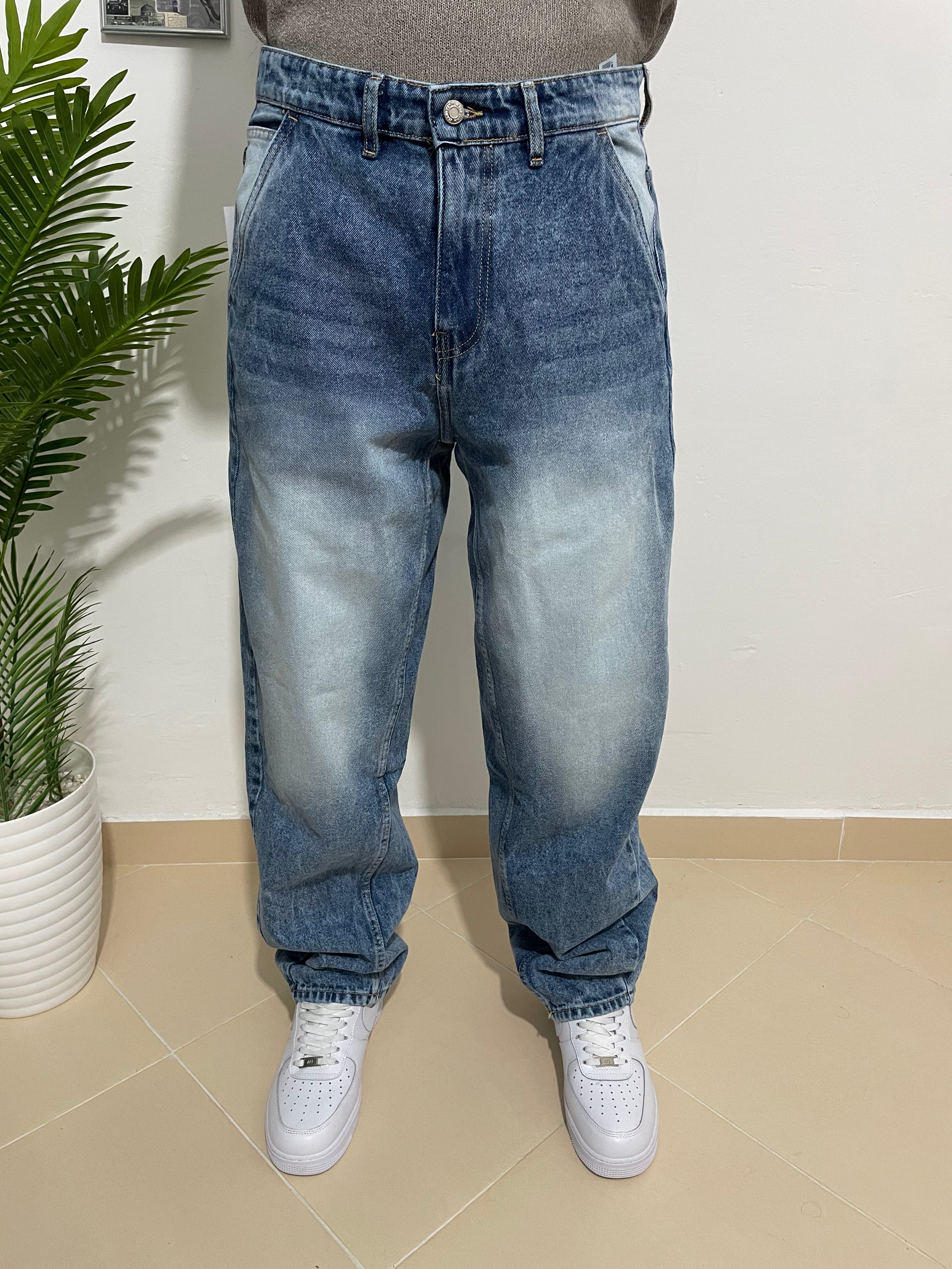 white wash bleu balloon jeans