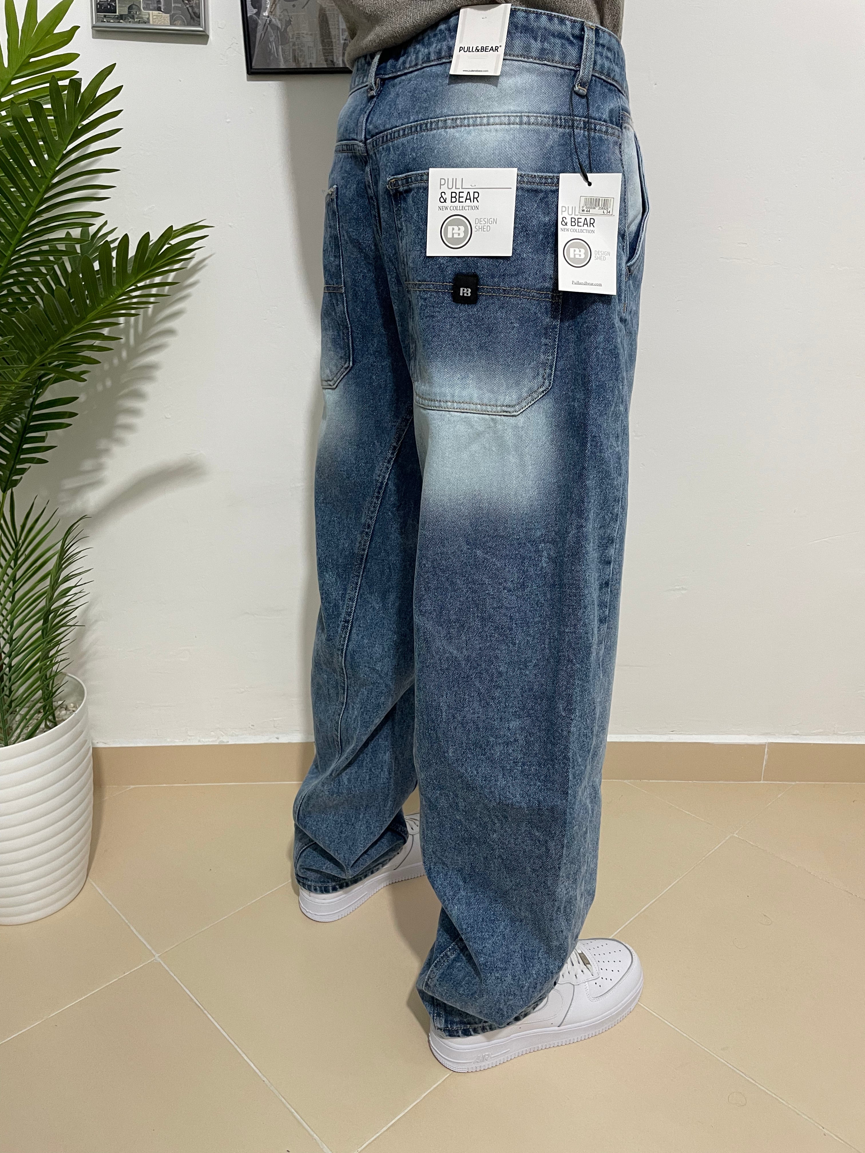 white wash bleu balloon jeans