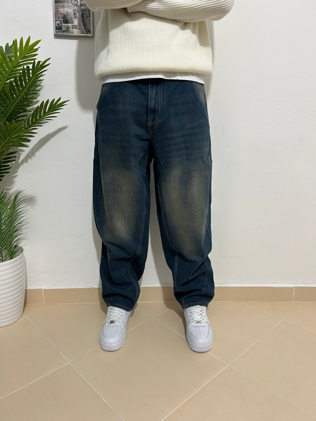 Dirty Wash Navy Ballon Jeans